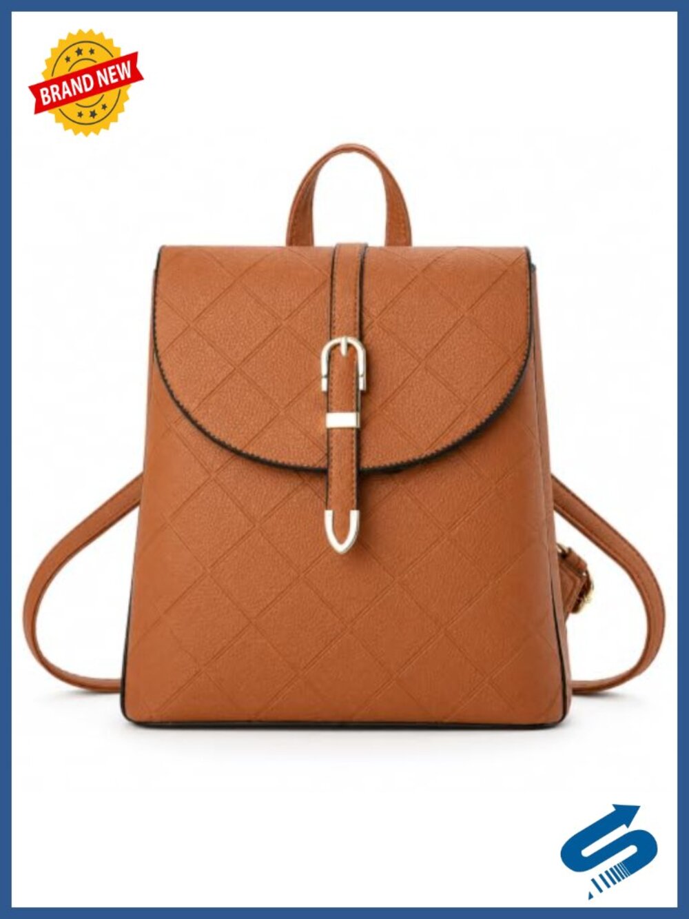Faux Leather Convertible Backpack Purse Small Snap Closure Adjustable Strap